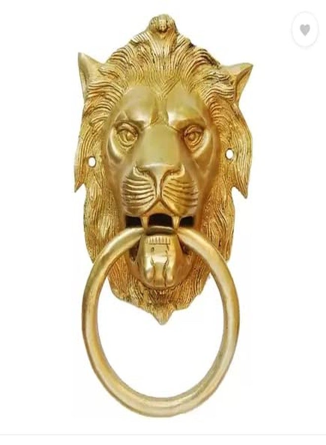 athizay Door Knocker Brass Metal Narsimha| Lion| Capricorn| Buddha Gold Finish Decorative Showpiece Brass Door Knocker (Lion Face) - Image 1